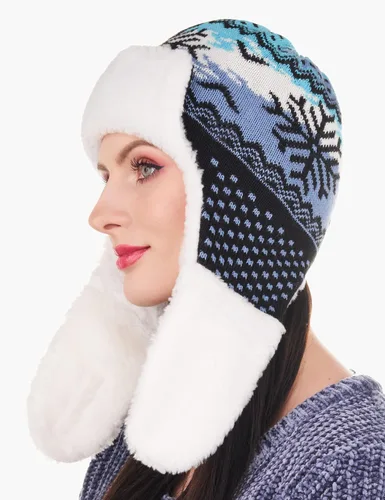 Vista 9 de Sombrero de trampero de invierno para mujer, divertido sombrero Ushanka con orejeras
