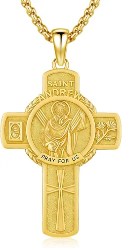 Vista 93 de 925 Sterling Silver Patron Saint Amulet Necklace for Men Women plateado