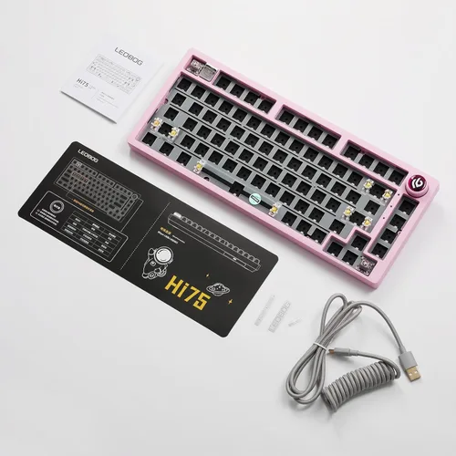 Vista 8 de EPOMAKER x LEOBOG Hi75 Kit de teclado mecánico con cable de aleación de aluminio, kit de teclado programable para juegos montado en junta