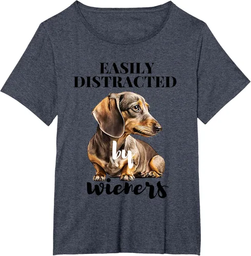 Vista 54 de Easy Distracted By Wieners Dachshund - Camiseta divertida para perro Weiner, Azul