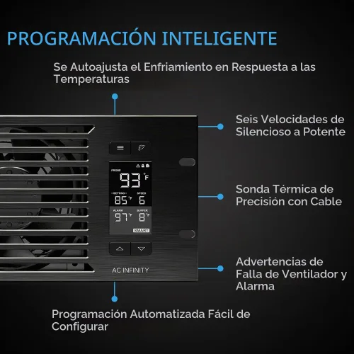 Vista 3 de AC Infinity CLOUDPLATE T9-N, panel de ventilador de montaje en rack 3U, flujo de aire de entrada