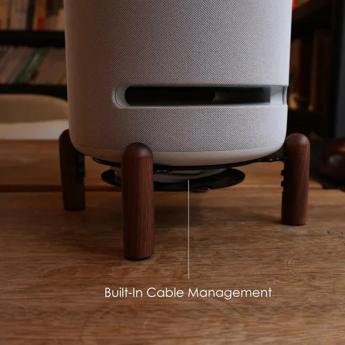 Vista 6 de Soporte de madera de escritorio para altavoz inteligente Echo Studio y otros altavoces adecuados