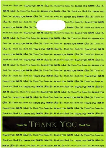 Vista 8 de Bolsas de plástico negras con mango troquelado "Thank You" de 9x12 50/cs- marca Bags Direct