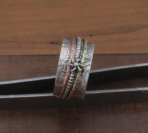 Vista 56 de Boho Spinner Ring, Mothers Day Gift, Silver 925 Women Ring, Sterling Silver 925 Ring, Fidget Spinner Ring,Women Silver Anxiety Ring