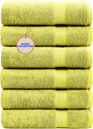 Vista 26 de KAHAF COLLECTION Paquete de 6 toallas de baño 100 % algodón, de 24 x 48 pulgadas, de secado rápido, altamente absorbentes, suaves al tacto