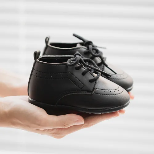 Vista 5 de Meckior Zapatos de Boda Clásicos para Bebés Niños y Niñas de Cuero Sintético PU, Mocasines Brogue, Zapatos Oxford para Niños Pequeños, Zapatos