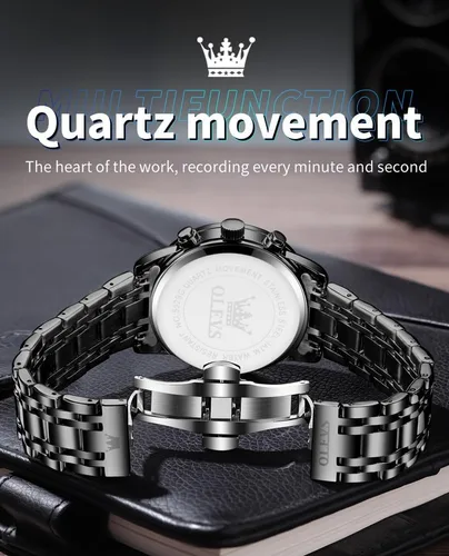 Vista 8 de OLEVS Mens Watches Luxury Big Face Waterproof Stainless Steel Analog Quartz Multifunctional Luminous Date Two Tone Fashion Dress Wrist Watches for