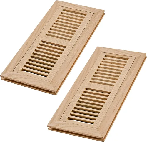 Vista 21 de Paquete de 2 registros de piso de madera dura de roble rojo, ventilación de montaje empotrado, 4 x 10 pulgadas, con amortiguador, sin terminar