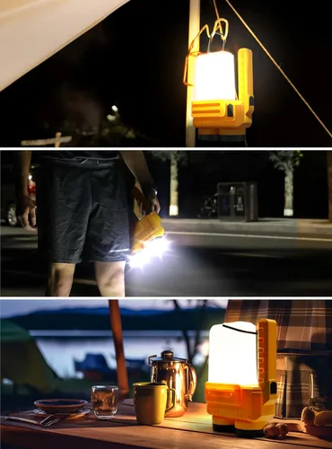 Vista 8 de Anhay Linterna LED recargable para campamento, linterna regulable con gancho, foco impermeable para emergencias de huracanes, al aire libre
