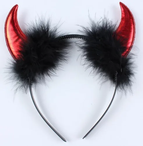 Vista 6 de Diadema de cuernos de diablo, accesorio de disfraz de Halloween, accesorios para Navidad, fiestas de Navidad, regalos para mujeres, adultos y niños