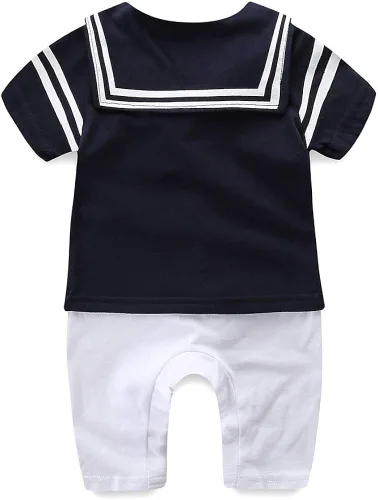 Vista 2 de Mud Kingdom Conjunto de 2 piezas para bebé niño con gorro de uniforme náutico