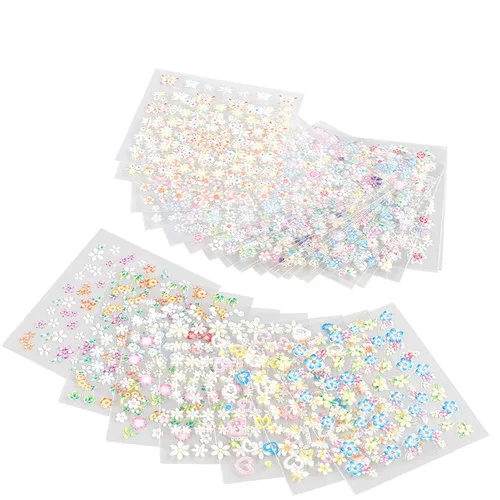 Vista 6 de 30 hojas de calcomanías de arte de uñas, flores, rosas, margaritas, cerezos, flores, 3D, autoadhesivas, calcomanías para uñas, corazón, crisantemo