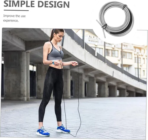 Vista 8 de Cable de acero con peso de repuesto para adultos, tubo antidesgaste, cuerda de saltar gruesa y pesada para entrenamiento de velocidad