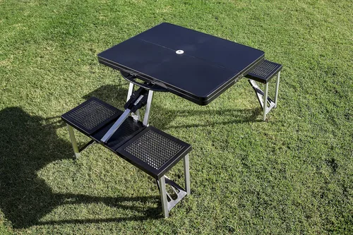 Vista 2 de Detroit Lions - Mesa de picnic portátil plegable con asientos, (negro)