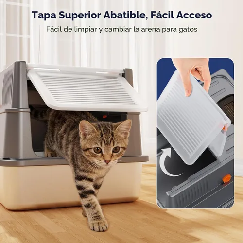 Vista 4 de FURTIME Pequeña caja de arena de acero inoxidable con tapa para gatito, caja de arena cerrada de metal para gatos pequeños, caja de gato con caja
