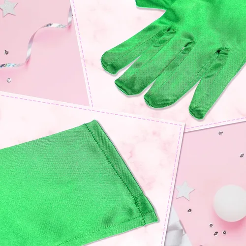 Vista 3 de 12 pares de guantes de princesa, guantes de satén, guantes largos de princesa, guantes largos de satén sedoso brillante para niñas de 3 a 8 años