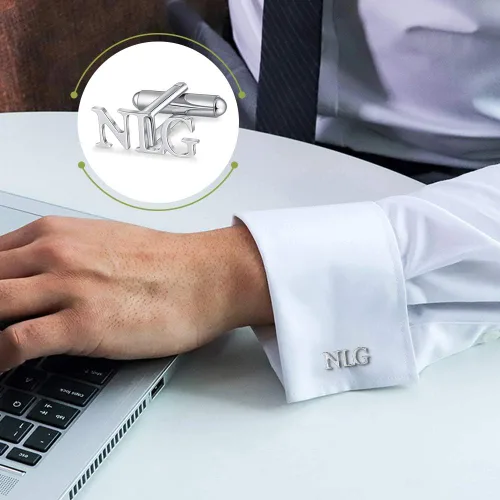 Vista 5 de ROSI - Gemelos para hombre, personalizan las camisas con nombre de la letra inicial para hombres, gemelos personalizados para hombres para bodas