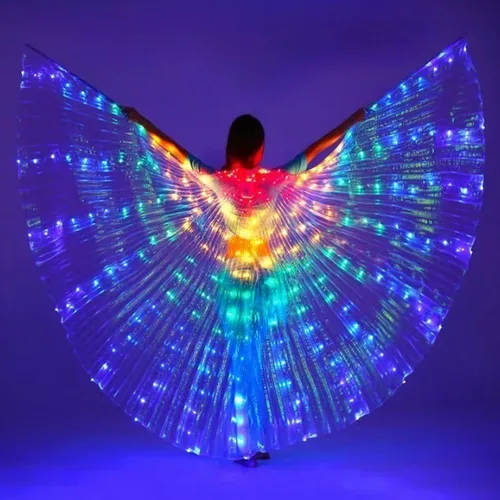Vista 13 de Ragyzity - Alas LED de Isis que se iluminan, alas brillantes y luminosas para disfraces de danza del vientre, alas de mariposa LED para Halloween