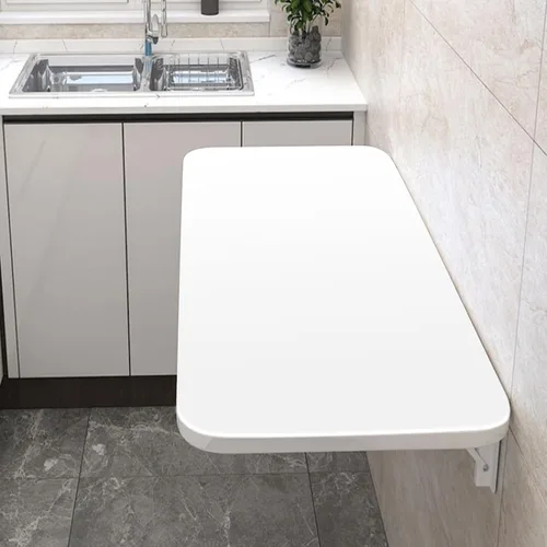 Vista 4 de Mesa de comedor plegable de pared - Mesa de cocina compacta de madera maciza (23.6 x 11.8 x 0.6 in) para soluciones de ahorro de espacio