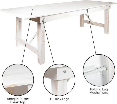 Vista 5 de Flash Furniture Hercules - Mesa plegable (108 x 40 pulgadas), color blanco