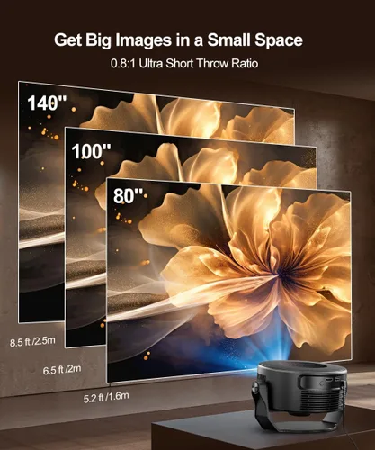 Vista 2 de Magcubic Proyector inteligente compatible con 2K, proyector portátil con WiFi 5 y Bluetooth 5.0, control de voz, Keystone automático, aplicaciones