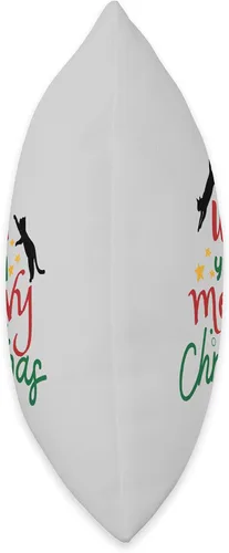 Vista 2 de jovy fits We Wish You A Meowy - Almohada fea de regalo para gatos, 18 x 18 pulgadas, multicolor