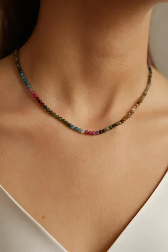 Vista 18 de Gempires - Collar de cuentas de piedras naturales hechas a mano, joyería de cristal hipoalergénica de 20 pulgadas, chapado en oro, joyería de moda