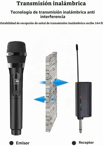 Vista 5 de CXVX Micrófono inalámbrico solo para entrada de micrófono, micrófono multiusos recargable UHF, micrófonos (trabajo de 10 horas), rango de 150 pies