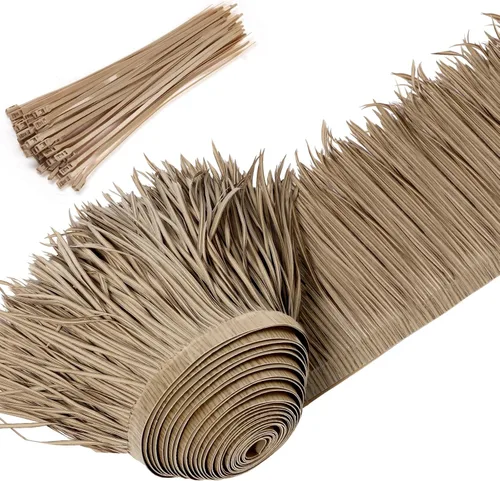 Vista 10 de Sawysine Rollo de paja mexicana para techo Tiki Hut, rodillos de paja de palma para Tiki Bar, Pato ciego Paraguas de patio, Palapa Artificial Gris