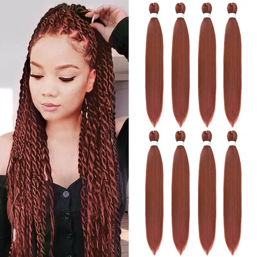 Vista 101 de 8 paquetes de extensiones preestiradas - 16 pulgadas de cabello trenzado premium, 55G/paquete, sin picazón, fijación en agua caliente, textura Perm
