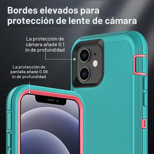 Vista 3 de YKHJKLEC Funda para iPhone 12 Mini, grado militar 3 en 1, resistente a los golpes, a prueba de caídas, polvo con 2 protectores de pantalla de vidrio