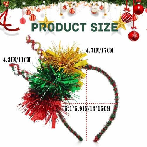 Vista 5 de Aceorna Diademas coloridas de Navidad con oropel para el cabello, con purpurina, para fiestas, disfraces, festivales, para mujeres y niñas
