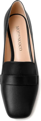 Vista 3 de MODENCOCO Mocasines de tacón bajo grueso para mujer, cómodos, informales, de 2 pulgadas