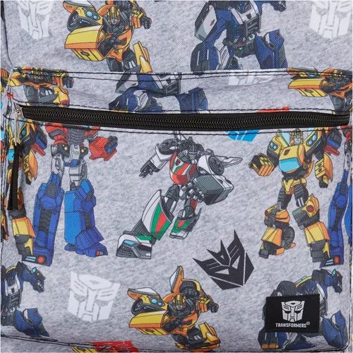 Vista 5 de Transformers Optimus Prime Allover Mochila - Optimus, Prime, Megatron y Bumblebee - Bolsa escolar Transformers, Gris