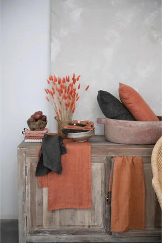 Vista 3 de Creative Co-Op Toalla de cocina decorativa de lino lavado a la piedra para comedor y cocina, óxido