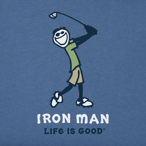 Vista 2 de Life is Good. Camiseta de hombre Jake Iron Man Golf, azul vintage