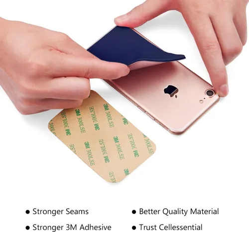 Vista 6 de OBVIS Funda autoadhesiva para teléfono celular, tarjetero adhesivo con tarjetero adhesivo para tarjeta de crédito, cajero automático para iPhone