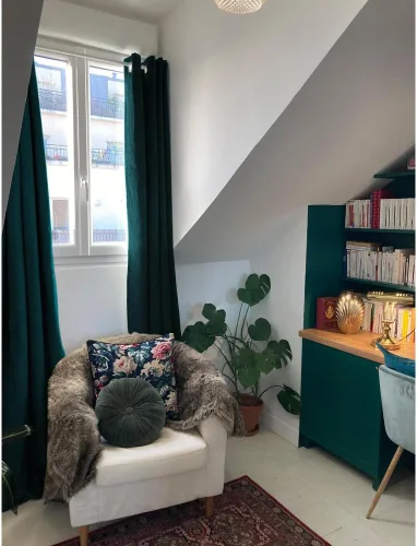 Vista 4 de Moondream DecibelControl™ - Cortina insonorizada 3 en 1, reducción de ruido, aislamiento térmico, 100 % opaca, tecnología patentada, terciopelo
