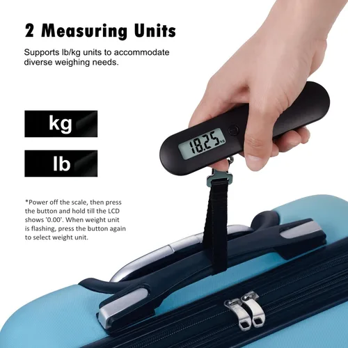 Vista 5 de NUTRI FIT - Báscula de equipaje portátil digital para colgar en viajes, báscula de peso para maleta, pantalla LCD de 110 libras110.2 lbs, equilibrio