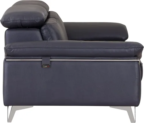 Vista 8 de Blackjack Furniture Naples Sofá de cuero italiano genuino de grano superior con reposacabezas ajustables, 88 pulgadas, azul abeto