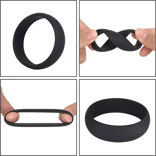 Vista 3 de Autofor Super elástico de silicona negro anillo para pene, transparente