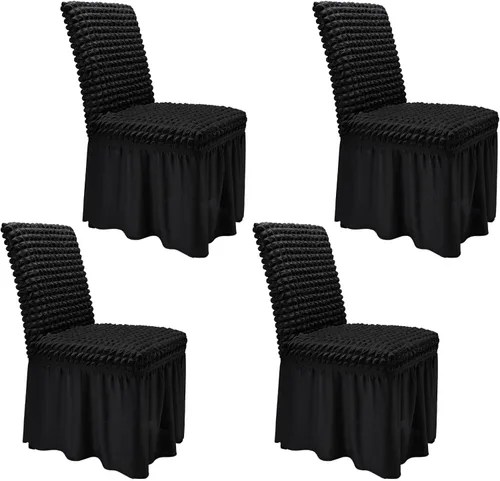 Vista 18 de NICEEC - Juego de 2 fundas para sillas de comedor de alta elasticidad, fundas removibles para sillas de comedor con falda, fundas protectoras