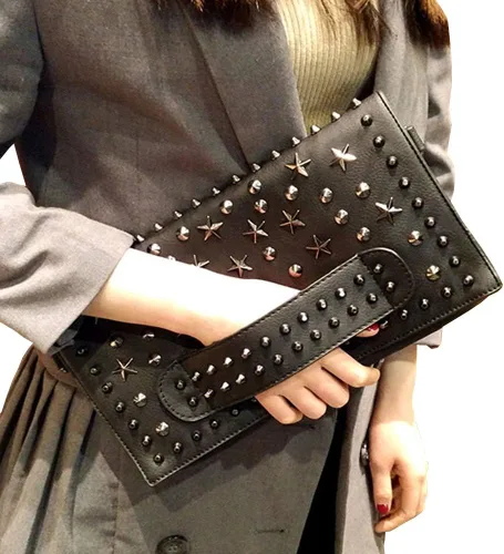 Vista 6 de Bolso pequeño con remache punk para mujer, bolso de mano con asa superior