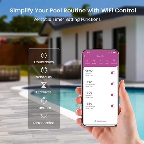 Vista 3 de SURAIELEC Temporizador de piscina WiFi, interruptor inteligente para interiores y exteriores, 40 amperios, 2 HP, 120, 240, 277 VAC, controlador
