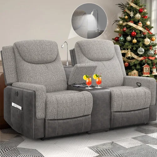 Vista 14 de Dresegmt Sofá reclinable, 2 vías multifunción manual de 3 plazas con portavasos, almacenamiento y puertos USB, moderno sofá multifuncional, sofá