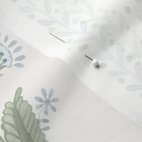 Vista 5 de Spoonflower Tela - Pastel Preppy Azul Claro Verde Grandmillennial Botánico Floral Primavera Impreso en Tela de Gasa Fat Quarter - Costura Ropa