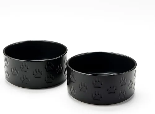 Vista 15 de SPUNKYJUNKY Cuencos elevados de cerámica para perros, 5.1 pulgadas, para comida de perros y gatos, cuencos elevados con soporte de bambú Verde oscuro