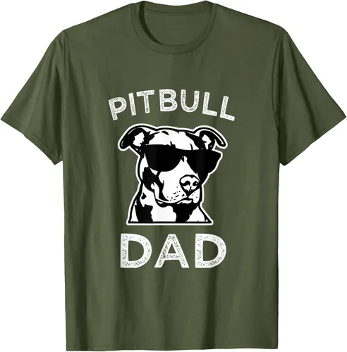 Vista 4 de Camiseta para hombre con diseño de Pitbull Dad Pit Bull Dog para hombre, Negro