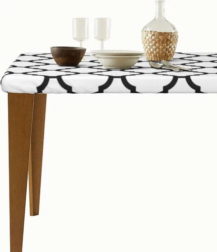 Vista 3 de Mantel rectangular ajustable para mesas plegables de 4 pies, manteles para picnic, campamento, interiores y exteriores, 30 x 48 pulgadas, blanco