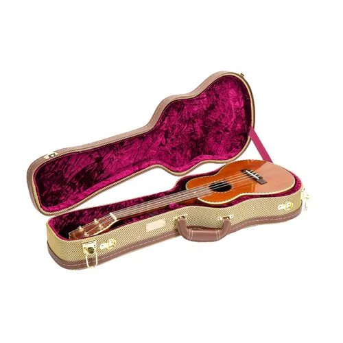 Vista 10 de Crossrock Estuche rígido de madera de lujo para ukeleles soprano, estilo mochila, Tweed (CRW700SUTW-2)